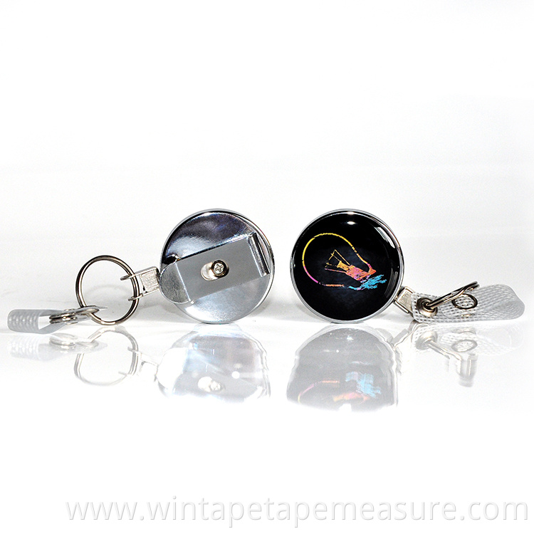 Best selling round retractable clips with carabiner for retractable badge holder